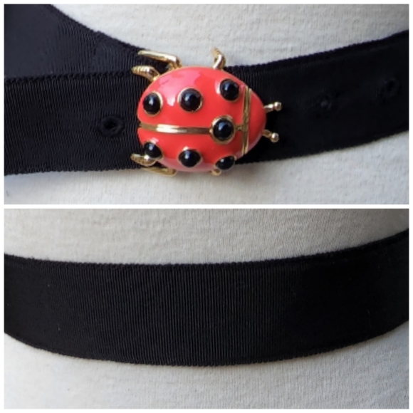 J. Crew Ladybug Black Ribbon Belt - Medium